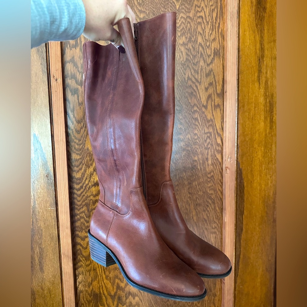 Brown leather boots